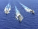 تظهر صورة نشرت من قبل وزارة الدفاع الوطنية اليونانية - سفن البحرية الهيلينية تشارك في مناورات عسكرية في شرق البحر المتوسط